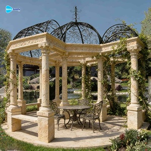 جازيبو رخامي مخصص للحدائق الخارجية بأسعار مناسبة، عمود رخامي، تمثال، منحوتة حجرية، تصميم روماني - Product Image 3