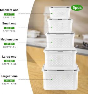 Tapa para Refrigerador, Material PP Ecológico, Contenedor Duradero para Almacenamiento de Alimentos, Cesta de Drenaje Desmontable, Estilo Americano - Product Image 2