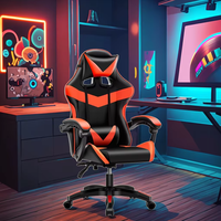 Chaise de jeu réglable à LED pour joueurs PC avec haut-parleurs intégrés en cuir PU, design contemporain