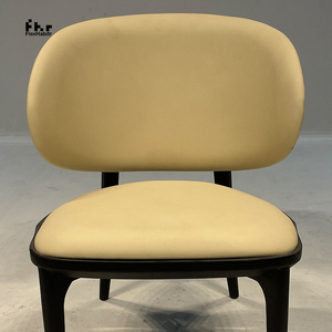 Customizable Cream Yellow Upholstered Dining <b>Chair</b> Black Wood Frame Wholesale for Home Commercial Use - Product Image 2
