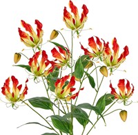 Kunstliche Lilienblume mit langem Stiel Gloriosa Lily Seide frühlingsblumenblumen für Blumenarrangement Hochzeitstisch