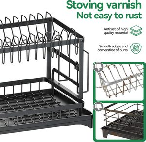 Escurridor de Platos Desmontable al por Mayor, Organizador de Platos de 2 Niveles que Ahorra Espacio, Escurridor Plegable con Bandeja de Drenaje y Escurridor de Cubiertos - Product Image 5