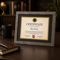 Cadre en bois pour certificat avec verre trempé, support d'affichage de documents avec passe-partout multicolore pour diplôme, récompense, photo, décoration de maison ou de bureau