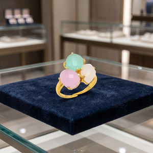 Sparkling Beauty A Three gemstones <b>Ring</b> to Admire with gorgeous pink white green gemstone <b>ring</b> trending for women and girls - Product Image 3