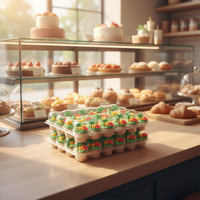 Barquettes jetables en RPET de qualité alimentaire, 24 unités, avec couvercle, pour emballage sous vide de cupcakes et bonbons