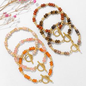 <span class=keywords><strong>Bracelet</strong></span> en perles de pierre naturelle avec fermoir OT en acier inoxydable plaqué or 18 carats, bijoux minimalistes haut de gamme, cadeau d'anniversaire pour maman - Product Image 4