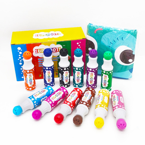 Lot de 12 couleurs OEM d'encre lavable pour l'éducation, plumes de 10mm, 40ml, ensemble de marqueurs de points, tampons de bingo avec tablier pour le dessin des enfants - Product Image 2