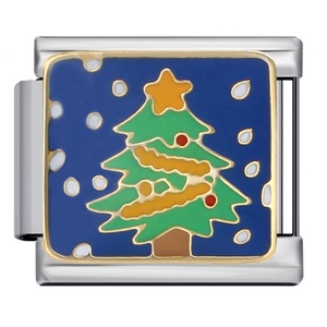 Breloques modulaires à thème de Noël, globe à neige avec Père Noël, ornement de Noël, élément hivernal, breloques à maillons en acier inoxydable, cadeau de fêtes - Product Image 3