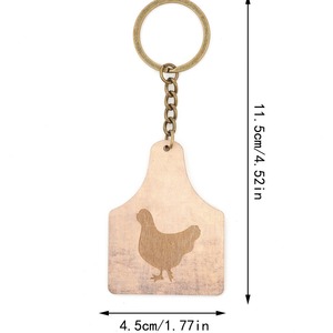 Llavero de Madera con Diseño de Animales, Grabado Láser, Colgante de Vaca, Gallina, Gallo, Estilo Europeo, Accesorio de Regalo - Product Image 4