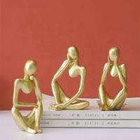 Figurines en résine dorée abstraites de style minimaliste contemporain, décoration de luxe légère pour la maison et l'hôtel