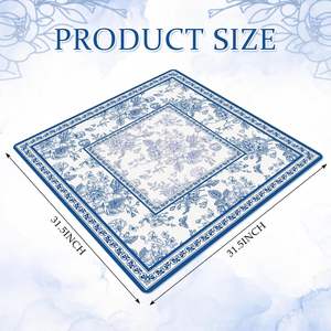 <span class=keywords><strong>Tapis</strong></span> de <span class=keywords><strong>jeu</strong></span> floral vintage antidérapant avec sac de transport pour Mahjong, poker et jeux de société – Design Chinoiserie bleu premium - Product Image 2