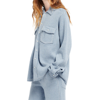 Vente en gros polo souple de printemps vintage personnalisé léger en jean denim cardigan unisexe en jersey de coton pour femme