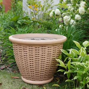 Durable Pe Wicker Planter Outdoor Planters Long Flower Large Trough Hot Sale Garden Basket Big Rattan Plant Pot