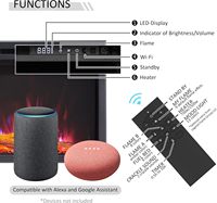 Cheminée murale encastrée intelligente Kalsubo de 60 pouces, double chauffage 750W 1500W, flamme multicolore, lit de combustible, compatible avec Alexa