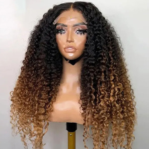 <span class=keywords><strong>Ombre</strong></span> # Perruques blondes miel 27, <span class=keywords><strong>cheveux</strong></span> humains 100% vierges alignés sur les cuticules, bouclés profondément, avec dentelle frontale pré-épilée pour femme - Product Image 3