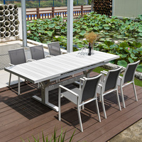 Table de salle à manger extensible en alliage d'aluminium commercial, imperméable, pour restaurants, cafés et salons de thé, ensemble table et chaises d'extérieur