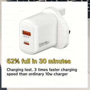 2025 NEW EU US UK Type C Wall <b>Power</b> Charger 38W USB QC3.0 Travel Adapter PD 20W Charger Type c for iPhone 15 16 Pro Max Plus - Product Image 6