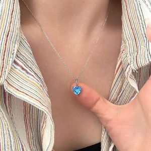 Kaiming – collier avec pendentif en forme de cœur en argent Sterling S925, bleu océan, pour femmes, usage quotidien, bijoux fins - Product Image 3