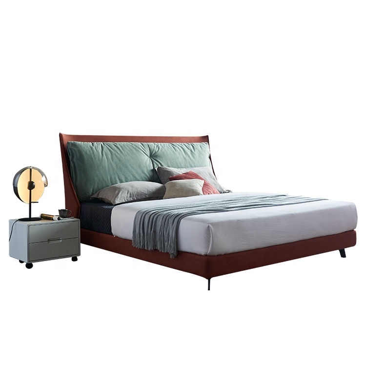 Роскошный современный двойной кожаный диван-кровати с простым дизайном