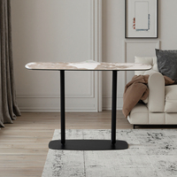 Table console moderne minimaliste nordique avec pieds en marbre, plateau blanc, élégante pour la salle à manger, ensemble de meubles de luxe et de chaises pour le salon