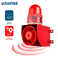 Sistema de alarma de bocina de sirena de seguridad con Sensor de movimiento Okefire, luz de sonido de 120dB, advertencia estroboscópica para conducir al aire libre, clasificación IP65