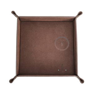 Wholesale Leather Valet Tray Wireless Charging Bedside Storage Jewelry Sundries Support OEM Catchall Tray for Bathroom Use Model - Product Image 1