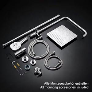 Ensemble de douche de luxe en acier inoxydable chromé de haute qualité, robinetterie de salle de bain complète avec accessoires, y compris des solutions pour la tête de douche à main - Product Image 5