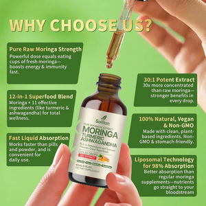 Çin Fabrikası OEM 30 Porsiyon Sıvı Konsantre Ekstrakt Moringa Zerdeçal Aşvaganda Buhur Kuerasetin Antioksidan Yetişkin - Product Image 2