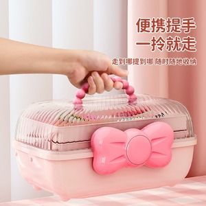 Guka Hair Accessory Storage <b>Box</b> Large Capacity Transparent Lid Layered Desktop Organizer For Children Jewelry - Product Image 5