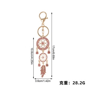 Llavero <span class=keywords><strong>Atrapasueños</strong></span> Boho de Nicho Más Vendido con Hoja de Cristal y Diamantes de Imitación, Broche Dorado para Bolso, para Damas, Llave de Coche, Regalo Festivo - Product Image 6