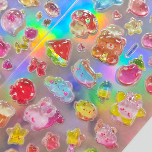 CUSTICKER Kawaii PVC 3D <b>Waterproof</b> Reusable Cartoon Pattern Puffy <b>Sticker</b> Sheets Jelly Decor Custom Digital Printed Easy DIY - Product Image 3