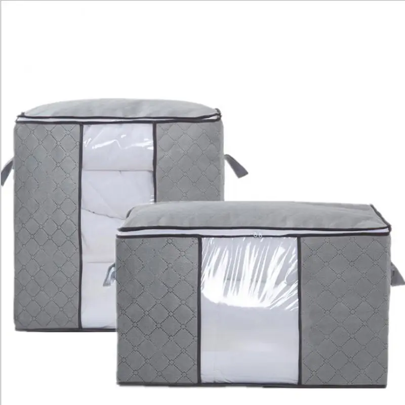 Durable Bedding Blankets Organizer Folding Blanket Quilt Large Canvas Bags Clear Zipper Clothes Storage Bag Foldable Opp Bag