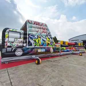 Pista de obstáculos inflable gigante con grafitis para adultos, castillo inflable, casa de brinco para fiestas, tobogán combinado, castillo hinchable, brincolín. - Product Image 4