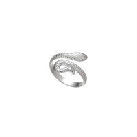 Échantillon gratuit Ouverture exagérée Bague serpentine réglable en acier inoxydable Bague serpentine rétro exagérée en métal Rock