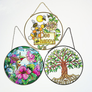 Handmade DIY Modern Transparent <b>Square</b> Rectangle Hanging Glass Ornaments Crystal Suncatchers Christmas Handpainted Deco - Product Image 1