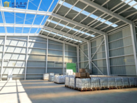 Bâtiment à structure métallique, charpente métallique pour supermarché, entrepôt durable à structure en acier