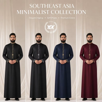 Thobe Jubbah pour homme personnalisé, noir et or, broderie géométrique, col montant, OEM ODM, taille sur mesure