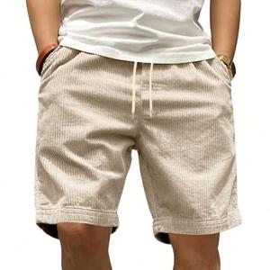 Pantaloncini da Uomo in <span class=keywords><strong>Corduroy</strong></span> Pesante 230GSM, Stile Streetwear Estivo Retrò Urbano, Vintage Workwear Utility, All'ingrosso - Product Image 3