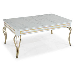 Mesa de Centro Basak con Superficie de Mármol Sintético y Estructura de Madera, Moderna y Decorativa para Sala de Estar - Product Image 2