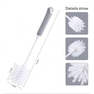 Brosse à bouteille à long manche, brosse à récurer flexible pour bouteilles d'eau, verres, tasses, noir. - Product Image 1