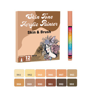 Nhà Máy Trực Tiếp 12 Màu Sắc Da Tone Acrylic Đánh Dấu Có Thể Xếp Chồng Bàn Chải Mềm Tip Nước Dựa Acrylic Sơn Bút Nghệ Thuật Đánh Dấu Cho Bản Vẽ - Product Image 6