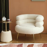 Chaises longues de lecture confortables pour salon chambre chaise d'appoint moderne fauteuil en velours Teddy doux avec pieds en métal doré