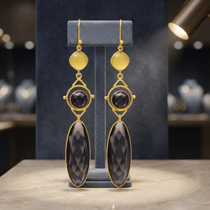 Pendientes Colgantes de Plata Hechos a Mano con Piedras Preciosas, Chapados en Oro, Estilo Étnico, Bohemio, para Compromiso - Product Image 3