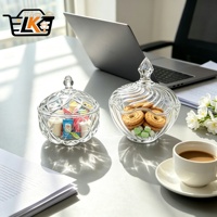 Récipient à bonbons moderne en verre avec couvercle, transparent, découpé à la presse, compatible lave-vaisselle, non toxique, pot de rangement alimentaire pour garde-manger, pour collations, bijoux et petits objets
