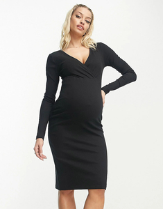 Vestiti all'ingrosso di abbigliamento <span class=keywords><strong>premaman</strong></span> avvolgente maniche lunghe a costine - Product Image 3