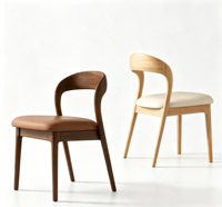 Fauteuil rembourré moderne avec structure en bois massif, assise et dossier rembourrés, chaise d'appoint ergonomique pour salle à manger, salon, bureau, café