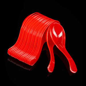 Red Crystal Plastic Spoon Disposable Thickened <b>Wedding</b> Banquet Tableware PP Material Round Bottom Design - Product Image 3