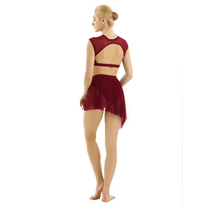 Conjuntos de Danza Contemporánea de Malla Sexy de Alta Calidad para Mujer, 2 Piezas, Atuendos de Actuación Lírica Asimétricos - Product Image 2