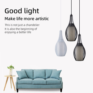Lampe suspendue moderne et élégante E27 en fer et tissu, luminaire de plafond, lustre, éclairage descendant pour la décoration de la maison, de l'hôtel, du restaurant, de la salle à manger - Product Image 5