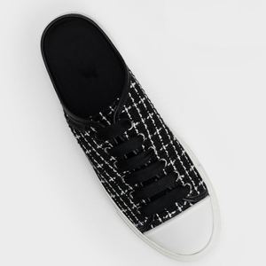 Mules à plateforme en tweed écossais sans talon, à lacets, décontractées, pour femmes, chaussures de tous les jours - Product Image 4